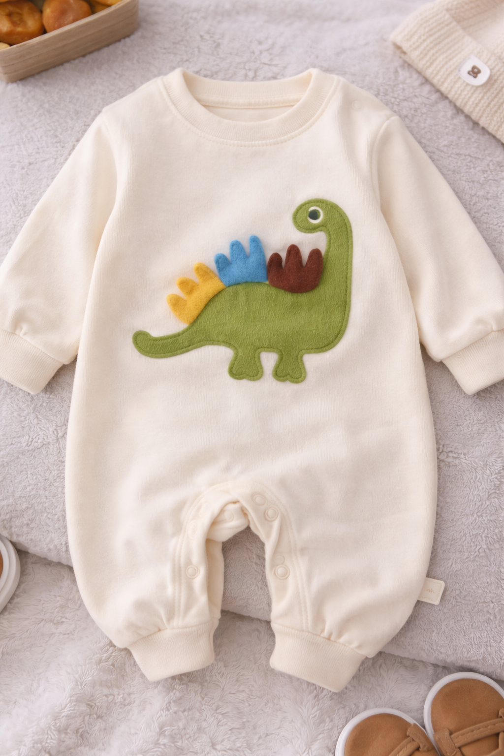 Little T-Rex Green Dino Baby Romper