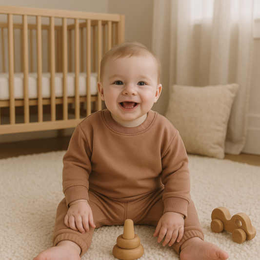 Warm Hugs in Chocolate Brown 2 Piece Baby Set