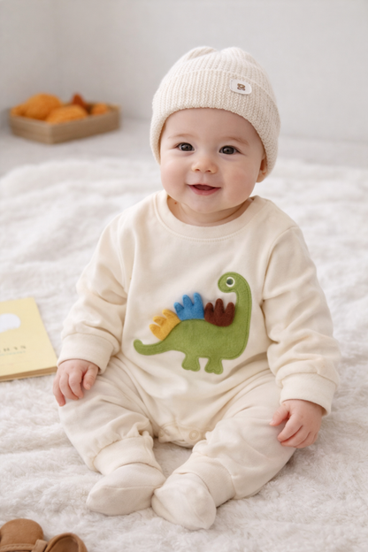 Little T-Rex Green Dino Baby Romper
