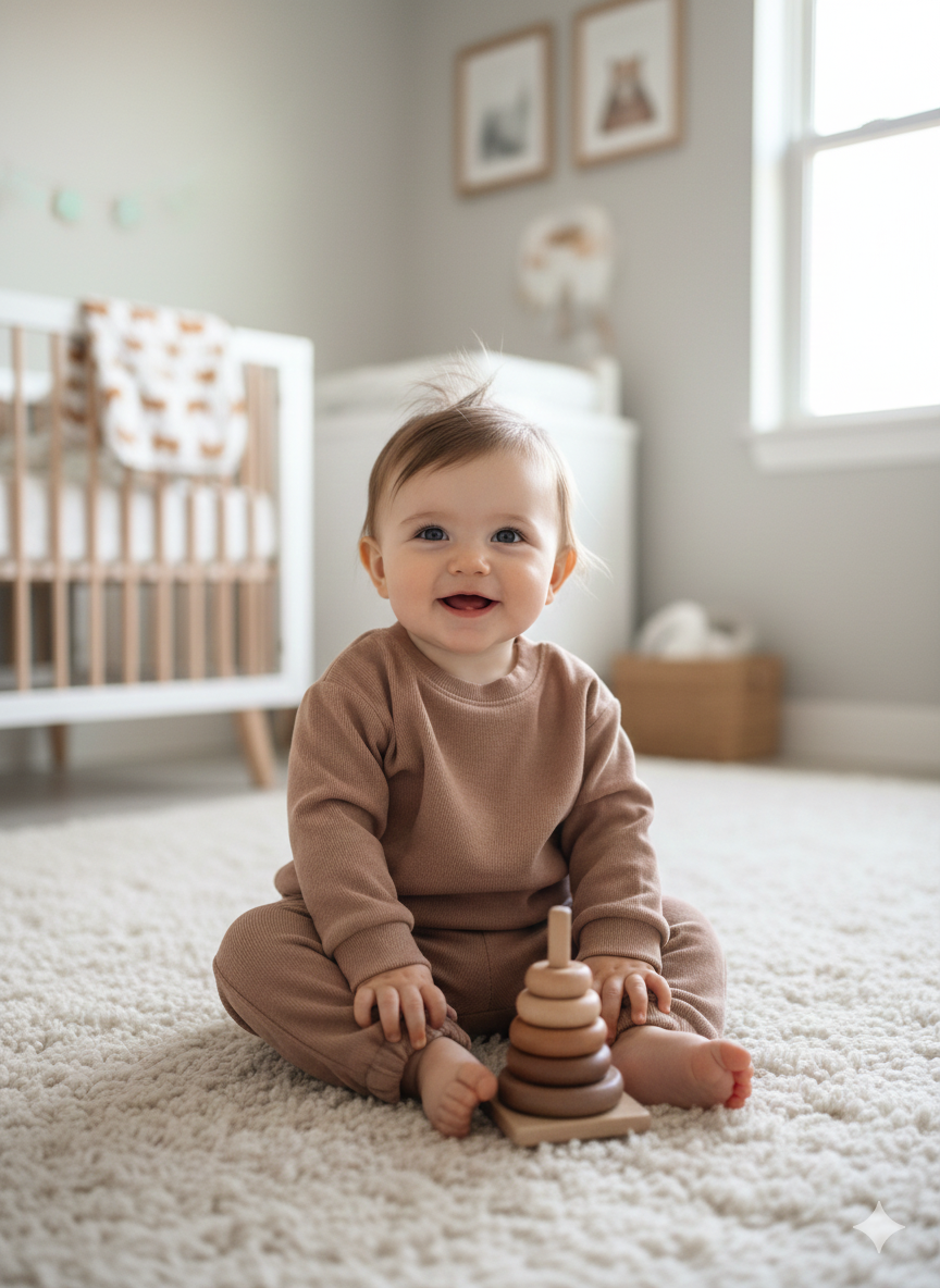 Warm Hugs in Chocolate Brown 2 Piece Baby Set