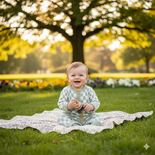 Sweet Pea Checks Baby Onesie