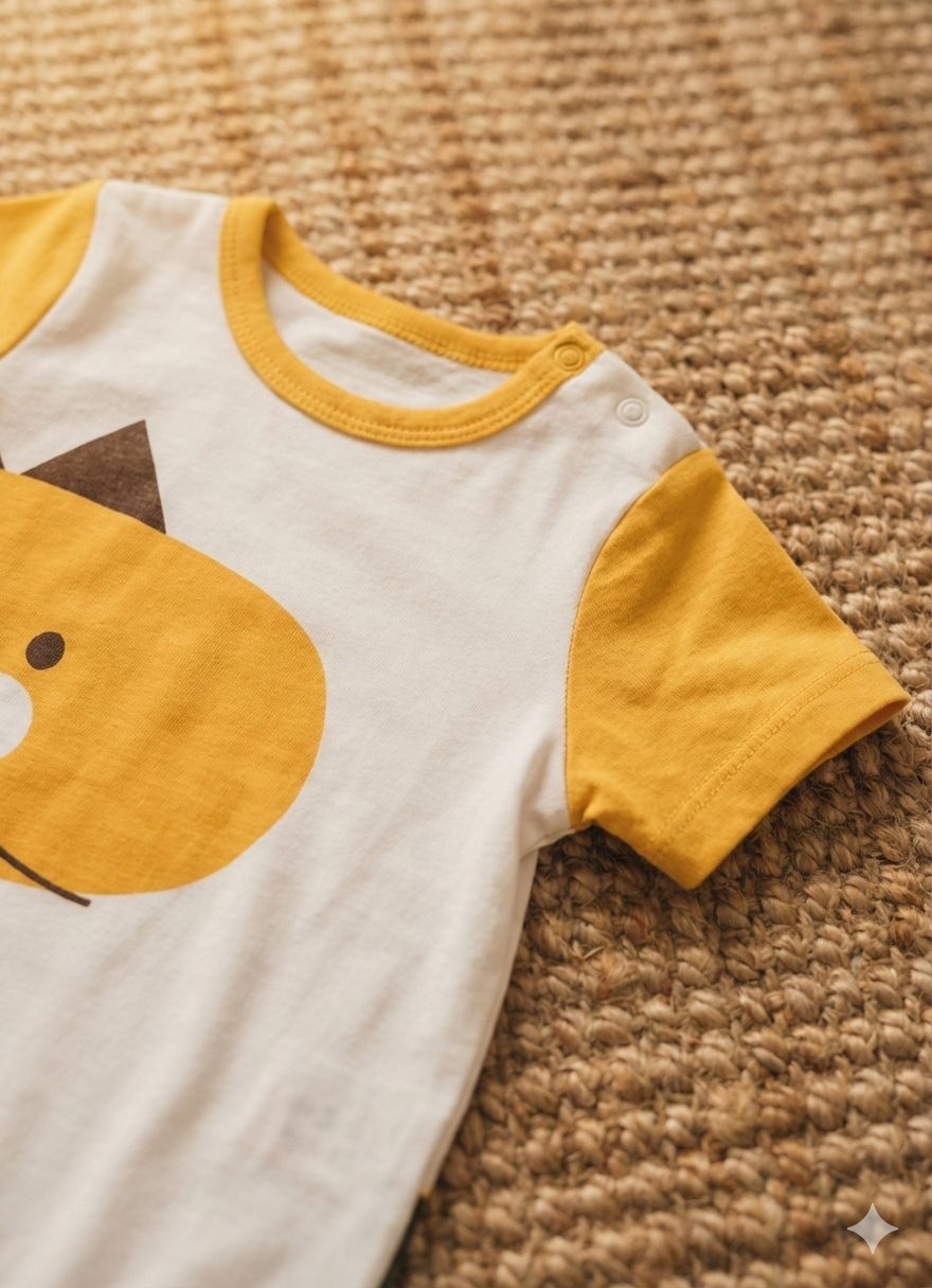 3D Happy Dino Yellow Baby Romper