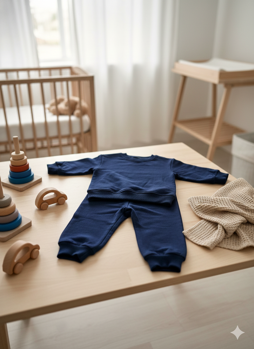 Navy Blue Baby Loungewear Set  | 2 piece