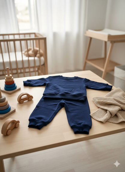 Navy Blue Baby Loungewear Set  | 2 piece