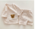 Bear Embroidery Baby Matching Set | Neutral Top and Shorts