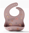 Pink Silicone Baby Bib, Rainbow Food Catcher Pocket, Waterproof